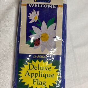 Deluxe Appliqué Welcome Flag Daisy Ladybug Large 28” x 44” NWT Handcrafted
